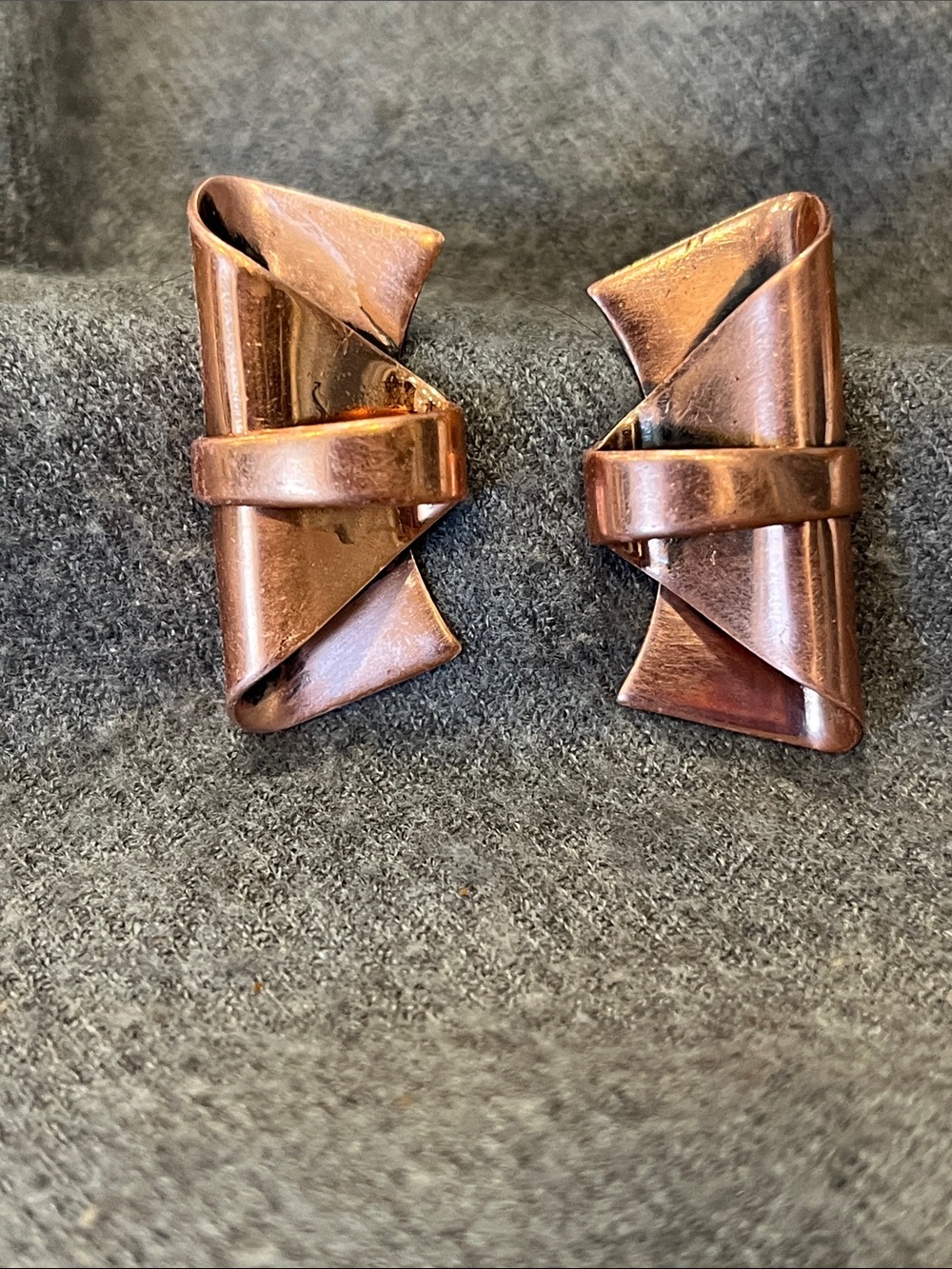 Renoir Folded Triangle Copper Clip Earrings